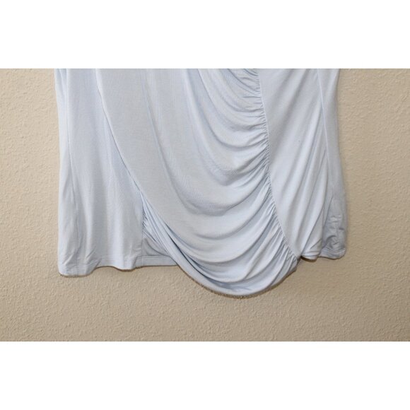 Calvin Klein Womens Light Blue Sleeveless Ruched Faux Wrap Blouse XL - Picture 3 of 5